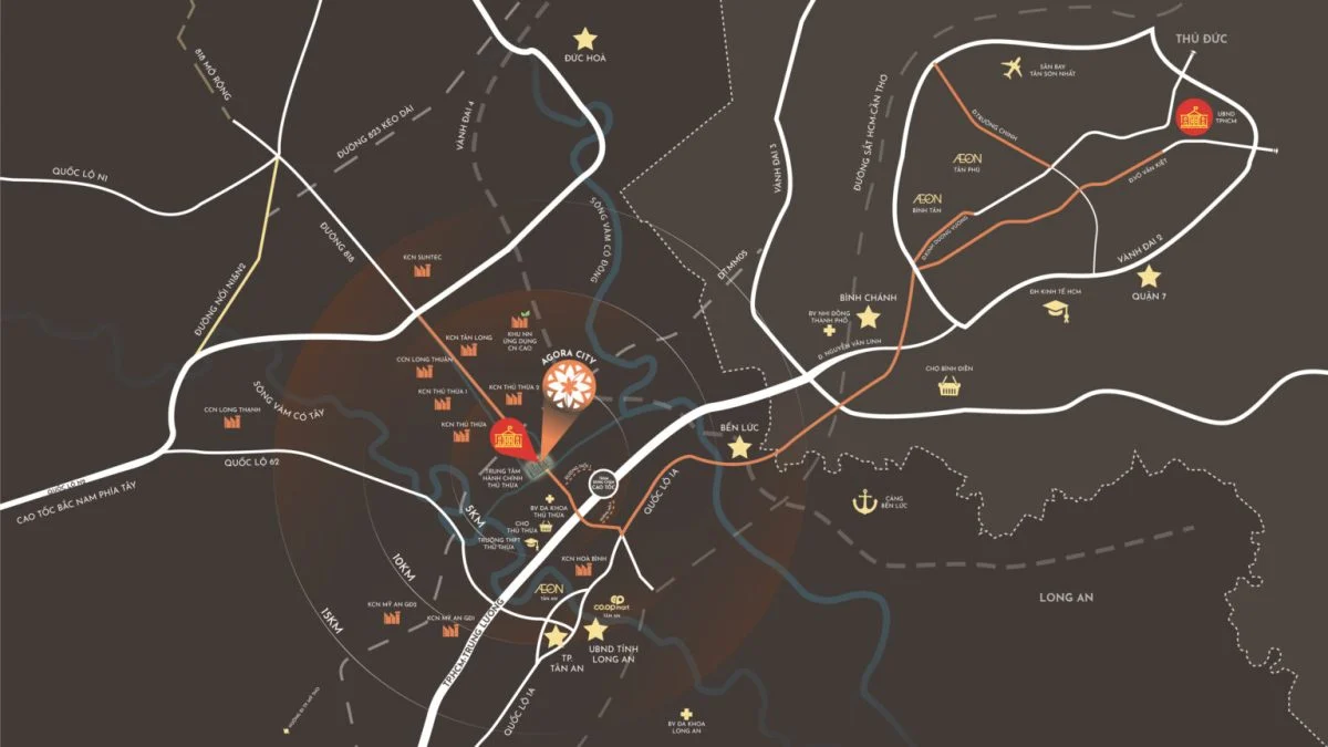 Vị trí khu đô thị Agora City Thủ Thừa Long An
